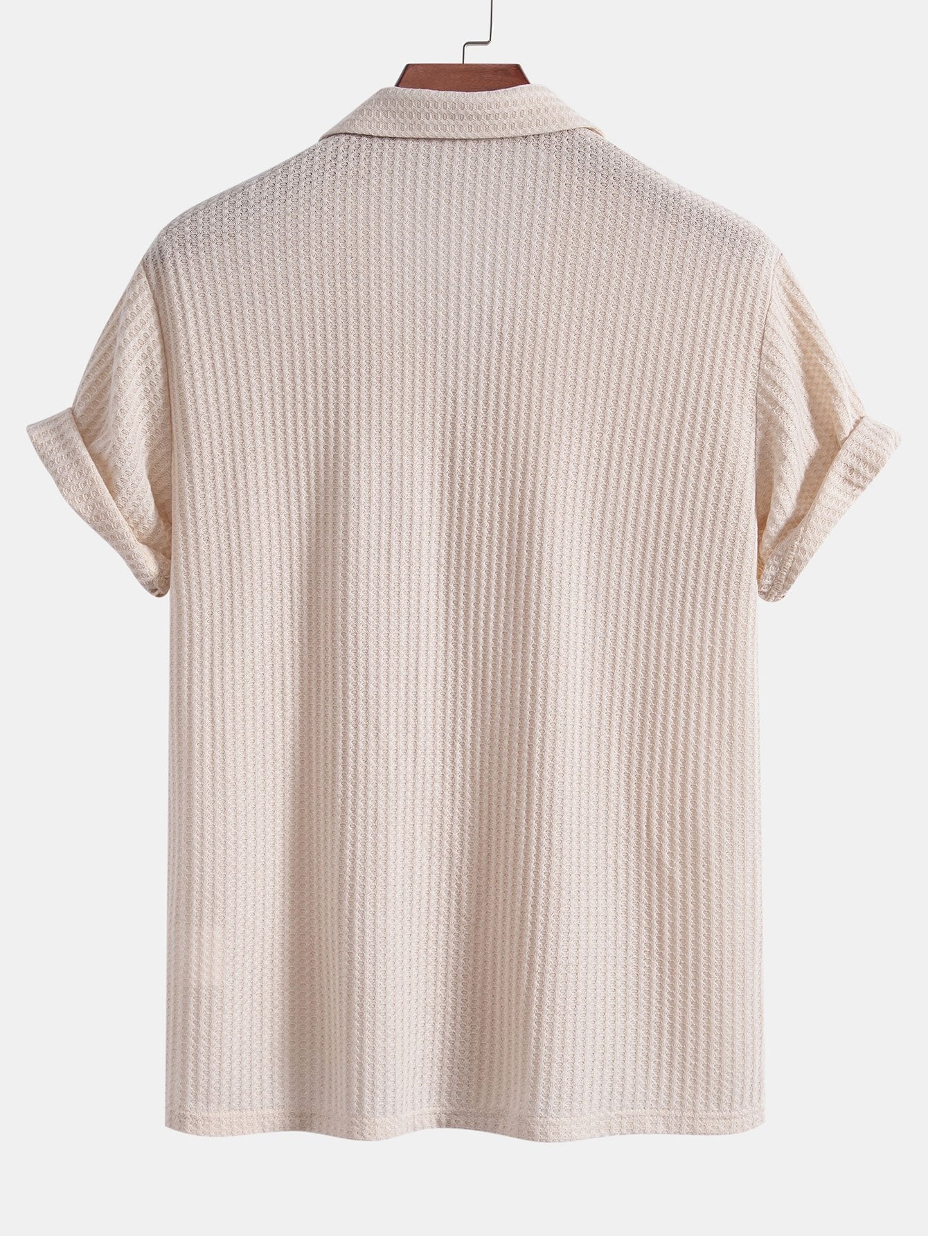 Short Sleeve Knitted Waffle Cuban Shirt & Straight Leg Linen Pants